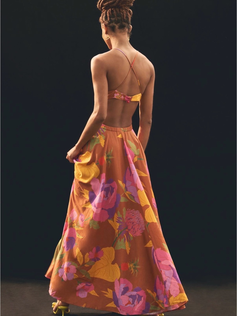 FARM Rio Floral Spaghetti-Strap Maxi Dress in Pink, Purple & Brown - Picture 2 of 6